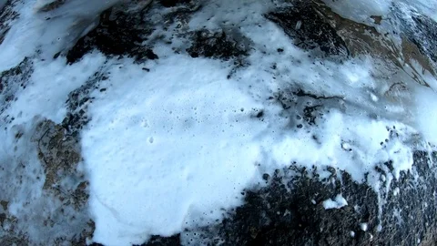 Slow motion water soap drop to the floor. footage taken from gopro hero 7 camera Stock Footage 104443221