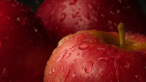 Slow Motion of Water Splashing on Fresh Apples at 1000fps. Stock Footage 163643953