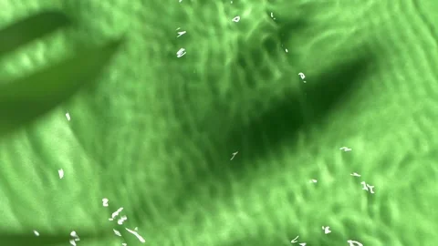 Slow motion water surface texture splashes, ripples isolated on green background Stock Footage 167714629