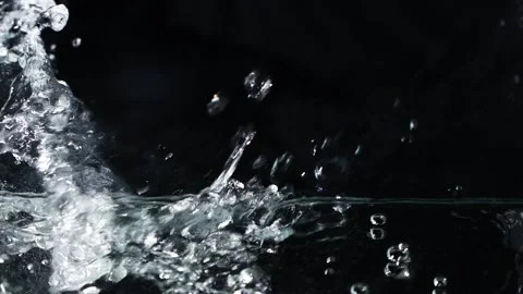 Slow motion water surface texture splash, waves and ripples on black background Stock Footage 175101433