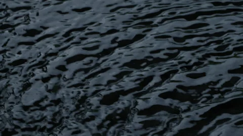 Slow motion water surface texture splash, waves and ripples on black background Stock Footage 276721886
