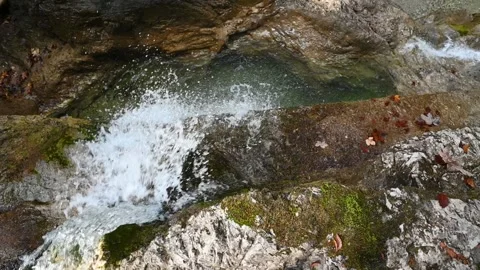 Slow motion of a waterfall in autumn Video stock 260864026