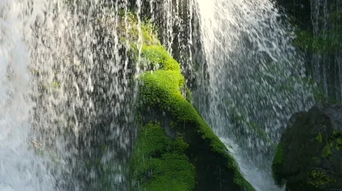 Slow Motion Waterfall on Bald River with beautiful green moss on the rocks Stock-Footage 40724115