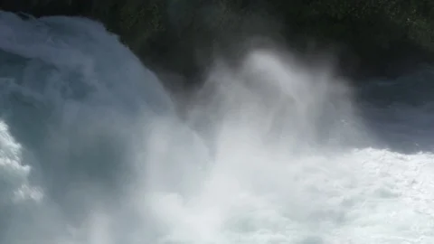 Slow motion waterfall, bright blue water of the Waikato river, Huka falls New Ze Stock Footage 80920238