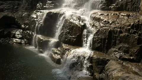 Slow motion of the waterfall flowing Stock-Footage 91902185