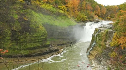 Slow Motion Waterfall at Letchworth State Park Stock Footage 229426462