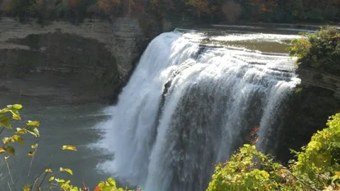 Slow Motion Waterfall Letchworth State Park Stock Footage 229427657