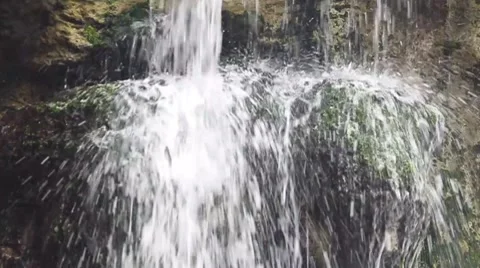 Slow Motion Waterfall over rocks Stock Footage 8519321