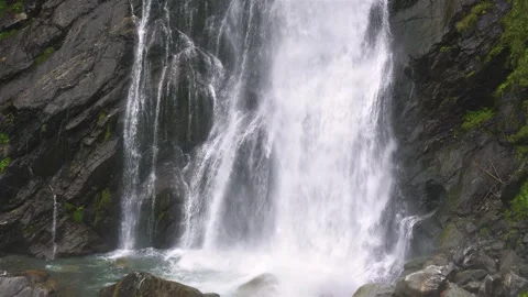 Slow Motion Waterfall Over Rocks in Mountain Stream Stock Footage 317466499