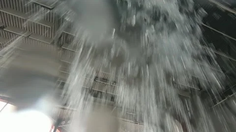 Slow motion waterfall with splashes in the water Park Stock Footage 140699636