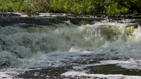 Slow motion waterfall, width of the falls Stock Footage 166623641