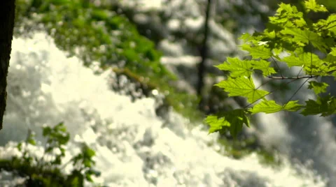Slow motion waterfalls - pull focus Stock Footage 40260857