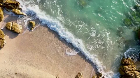 Slow motion with wave  and sand beach Stock Footage 168073739