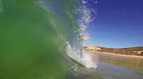 Slow Motion Wave Barrel #1 Stock Footage 31959585