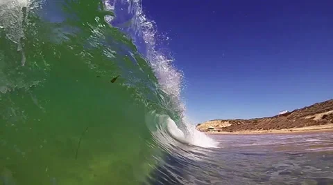 Slow Motion Wave Barrel #2 Stock Footage 31959568