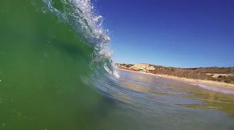Slow Motion Wave Barrel #3 Stock Footage 31959553