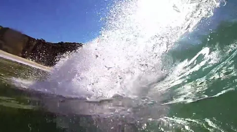 Slow Motion Wave Barrel #5 Stock Footage 31959551