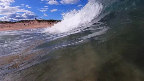 Slow motion wave barrel Stock Footage 209132292