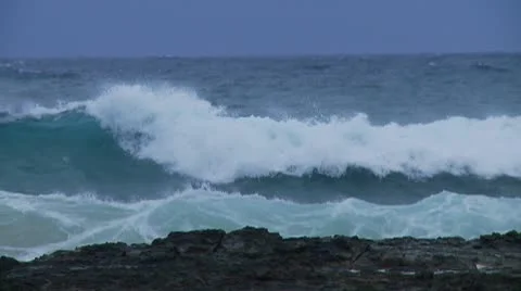 Slow Motion Wave Break at Duranbah, Gold Coast Stock Footage 10593535