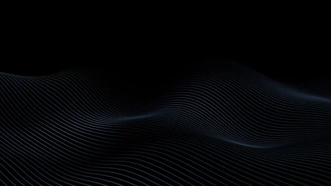 Slow motion wave lines pattern on clean black looped background Stock Footage 340587933