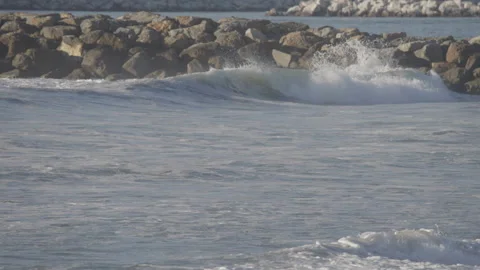 Slow motion wave rolling along boat harbor 4K Video stock 166759685