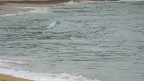 Slow motion, wave rolling on shore Stock Footage 220222848