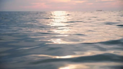 Slow motion of wave on the sea ocean surface during sunset Stock Footage 209792394