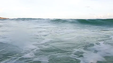 Slow motion wave sea rolling against to camera to underwater Stock Footage 198819290