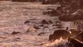 Slow Motion Waves 09 Sunset Rocky Shore California HD Footage