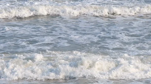 Slow motion waves and foam on the sea, amazing nature beach Stock Footage 114953381