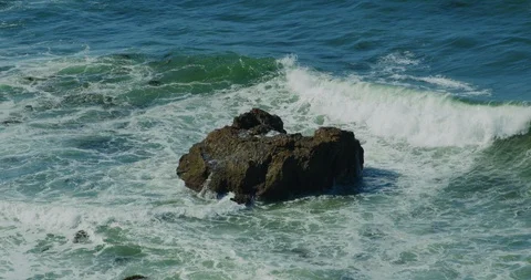 Slow motion of waves and Pacific Ocean from Point Vincente Lighthouse at Rancho Stock Footage 99153077