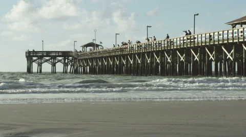 Slow motion waves and pier Stock Footage 42702574