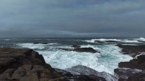 Slow Motion Waves Around Rocks at Kilkee Stock Footage 346965930
