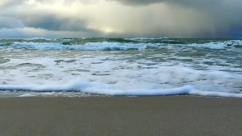 Slow motion waves at Baltic sea coast Stock Footage 145712427