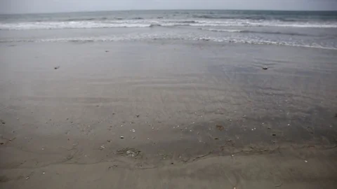 Slow motion waves on beach crashing water on sand 60fps 720p 2 Stock Footage