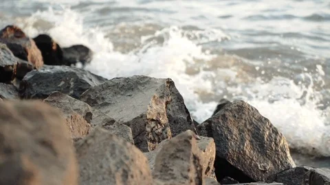 Slow motion of waves at beach Stock Footage 101062594