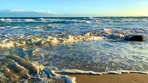Slow motion waves on beach 動画素材 201837451