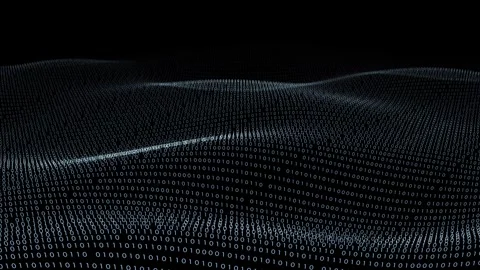 Slow motion waves of binary code data on black background Stock Footage 341151833