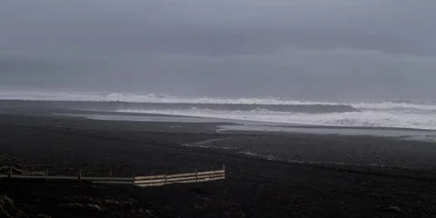 Slow motion waves at black beach, Reynisfjara, Iceland Stock Footage 122912366