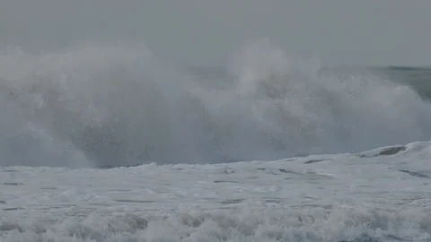 Slow Motion waves breaking Stock Footage 197768200