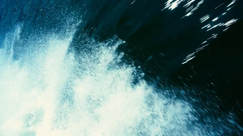 Slow Motion waves caused by boat Stock Footage 121141194
