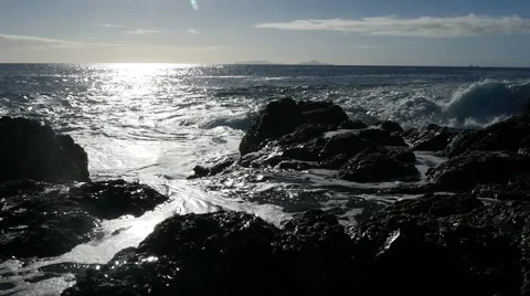 Slow Motion Waves Crashing Into Camera at Mermaid Pool Video stock 50273141