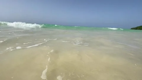 Slow Motion Waves Crashing in Caribbean Sea Stock Footage