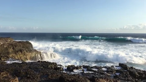 Slow-motion waves crashing Stock Footage 82894938