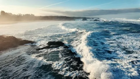 Slow motion waves crashing at pudding creek in fort bragg california Stock Footage 255671324