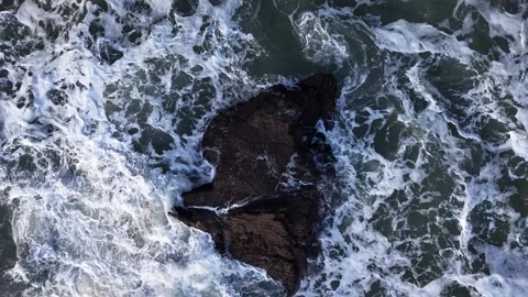 Slow Motion Waves Crashing on Rock Top Down Water Texture Stock-Footage 332944722