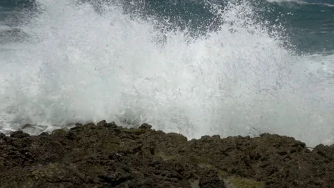 Slow Motion Waves Crashing Storm Surge Vídeos de archivo 77212151