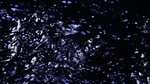 Slow motion of waves on dark water surface with play of flecks of bright light Stock-Footage 78352546
