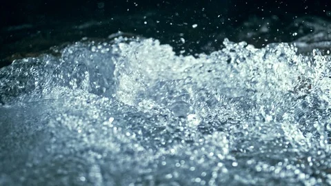 Slow motion of waves on dark water. Amazing dramatic natural background Stock Footage 98805368