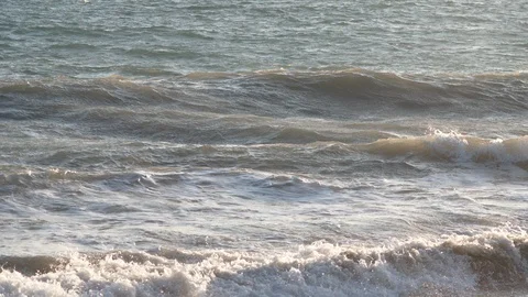 Slow motion waves at dusk Stock Footage 113899585